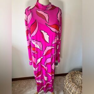 Size 1X Sammy B for Target Hot Pink Mesh Maxi Dress with long pink under slip
